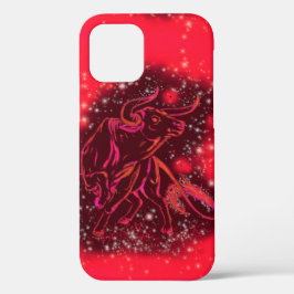 Bull iPhone Case in Red Starry Night