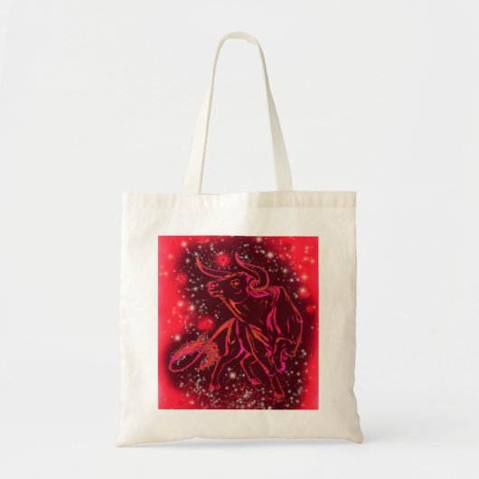 Bull läuft in der Starry Night Red Tote Bag Tragetasche (Vorne)