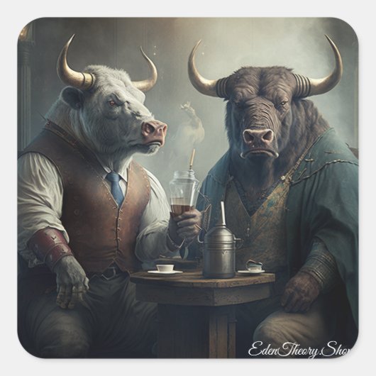 Bull Market Society Quadratischer Aufkleber (Vorderseite)