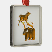 Bull Market VS Bear Market Silbernes Ornament (Rechts)