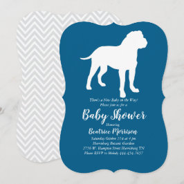 Bull Mastiff Dog Baby Shower Blue Boy Einladung