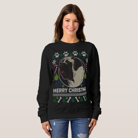 Bull Mastiff Dog Breed Ugly Christmas Sweater Sweatshirt (Vorne ganz)