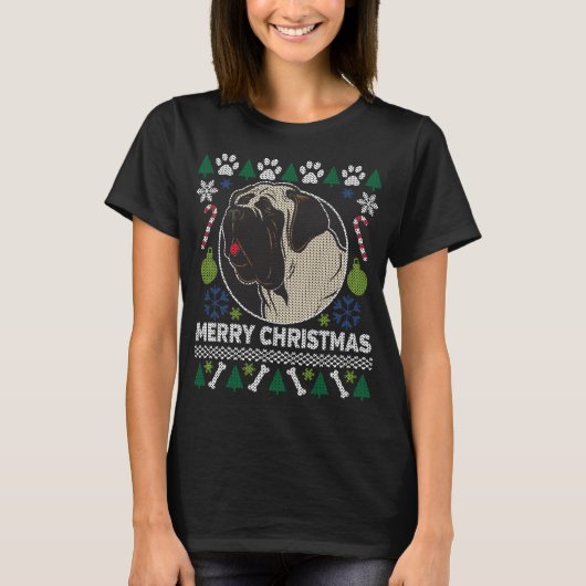 Bull Mastiff Dog Breed Ugly Christmas Sweater T-Shirt (Vorderseite)