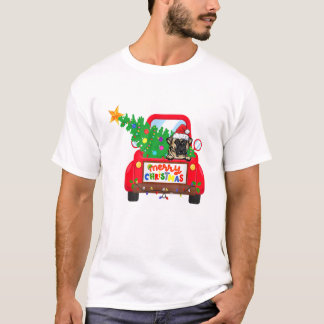 Bull Mastiff Dog Riding Red Truck Weihnachtsfeiert T-Shirt