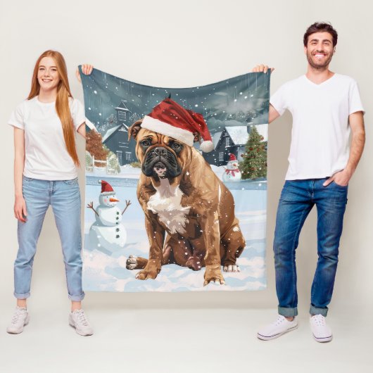 Bull Mastiff Dog Winter Wunderland Weihnachtsfreud Fleecedecke (Beispiel)