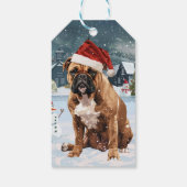 Bull Mastiff Dog Winter Wunderland Weihnachtsfreud Geschenkanhänger (Rückseite)