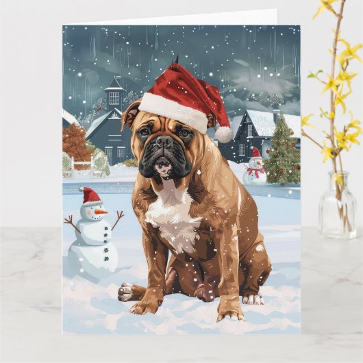 Bull Mastiff Dog Winter Wunderland Weihnachtsfreud Karte (Gelbe Blume)