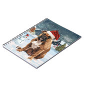 Bull Mastiff Dog Winter Wunderland Weihnachtsfreud Notizblock (Linke Seite)
