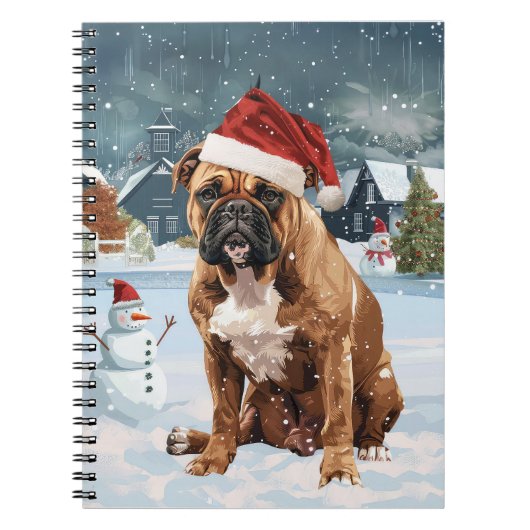 Bull Mastiff Dog Winter Wunderland Weihnachtsfreud Notizblock (Vorderseite)