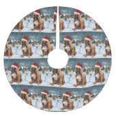 Bull Mastiff Dog Winter Wunderland Weihnachtsfreud Polyester Weihnachtsbaumdecke (Vorderseite)