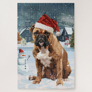 Bull Mastiff Dog Winter Wunderland Weihnachtsfreud Puzzle