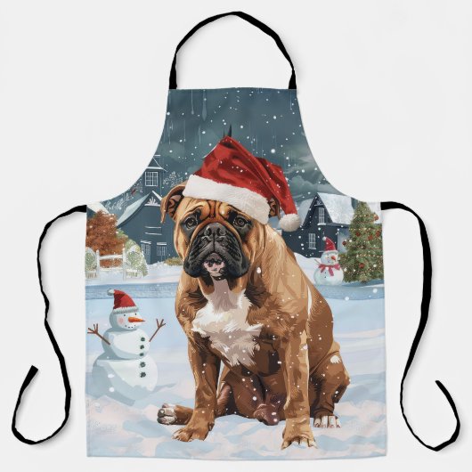 Bull Mastiff Dog Winter Wunderland Weihnachtsfreud Schürze (Vorderseite)