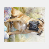 Bull Mastiff Hund mit Ostereiern Urlaub Fleecedecke (Vorderseite (Horizontal))