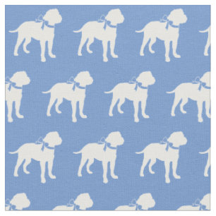 Bull Mastiff Hund Silhouette Bullmastiff Hellblau Stoff