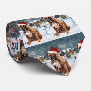 Bull Mastiff Hund Winterwunderland Weihnachtsfreud Krawatte