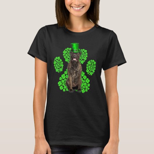 Bull Mastiff Kleeblatt Paw C St Patrick's Day 2 T-Shirt (Vorderseite)