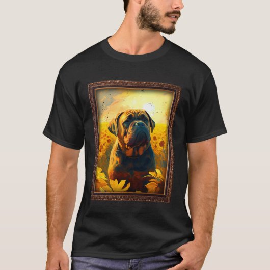 Bull Mastiff Painting Sunflower Flower Mom Women F T-Shirt (Vorderseite)