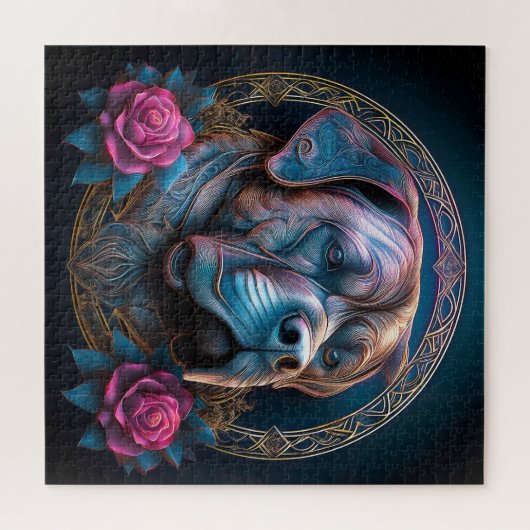 Bull Mastiff Peers durch ein Zeitportal Puzzle (Horizontal)