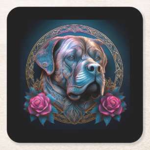 Bull Mastiff Peers durch ein Zeitportal Rechteckiger Pappuntersetzer