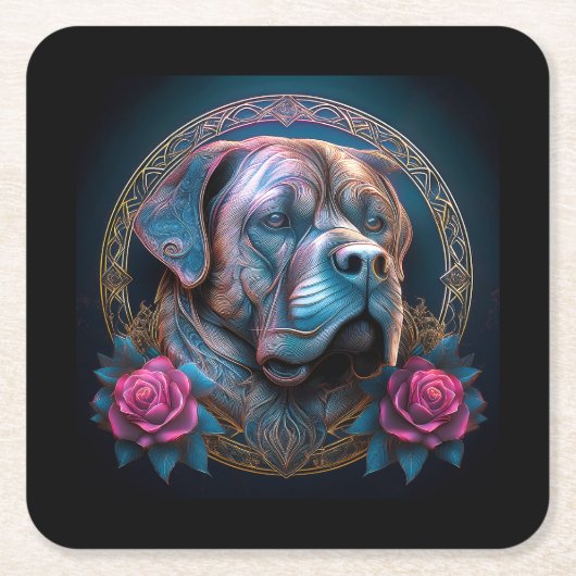 Bull Mastiff Peers durch ein Zeitportal Rechteckiger Pappuntersetzer (Vorderseite)