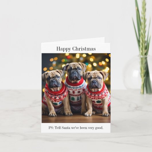 Bull Mastiff Welppies Weihnachtskarte Karte (Vorderseite)