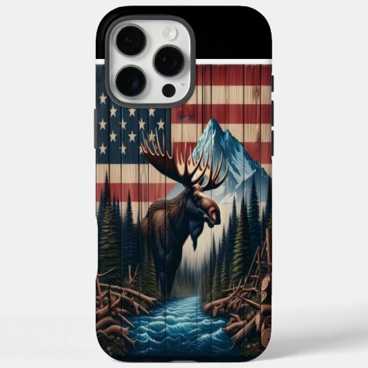 Bull Moose American Flag Art Case-Mate iPhone Hülle (Rückseite)