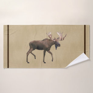 Bull Moose auf altem Papier Badehandtuch