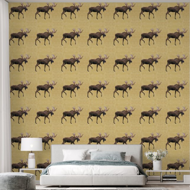 Bull Moose auf altem Papier Tapete (Schlafzimmer)