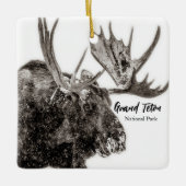 Bull Moose in Snow Grand Teton Keramikornament (Vorderseite)