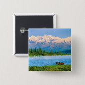 Bull moose in Wonder Lake Button (Vorne & Hinten)