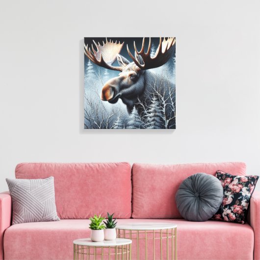 Bull Moose Leinwanddruck (Insitu (Wohnzimmer))