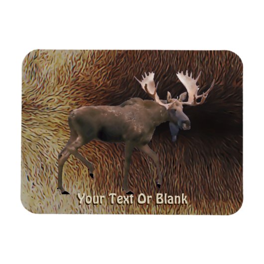 Bull Moose on Kariou Fur Magnet (Horizontal)