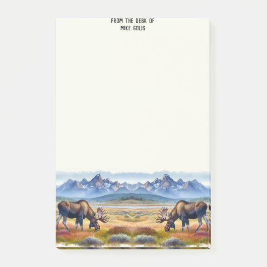 Bull Moose Personalisierte Aquarellfarben Post-it Klebezettel (Vorderseite)