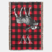 Bull Moose Red und Black Buffalo Kariert - Monogra Decke (Vorderseite Vertikal)