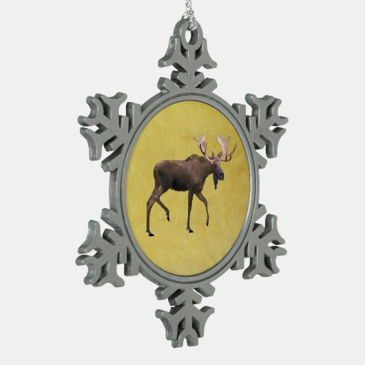 Bull Moose Schneeflocken Zinn-Ornament (Links)