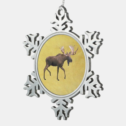 Bull Moose Schneeflocken Zinn-Ornament (Rechts)