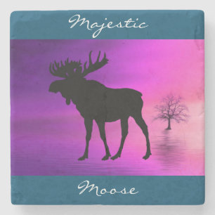 Bull Moose-Silhouette Steinuntersetzer