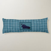 Bull Moose Stehend Lay Blue Tartan Kariert Seitenschläferkissen (Rückseite)