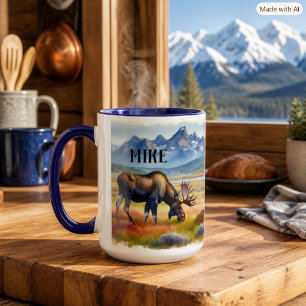 Bull Moose Wasserfarbe Benutzername Kaffee Tasse