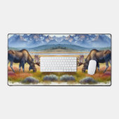 Bull Moose Wasserfarbe Illustration Denali Alaska Schreibtischunterlage (Tastatur & Maus)