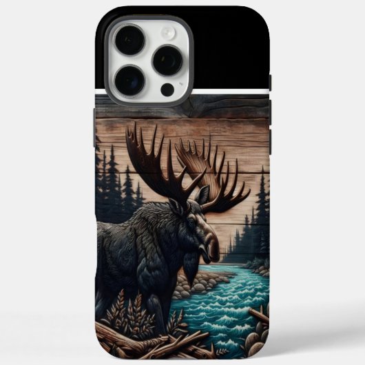 Bull Moose Wood Carving Case-Mate iPhone Hülle (Rückseite)