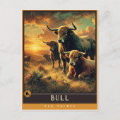 Bull | Niedliche Vintage Tierpostkarte Postkarte (Vorderseite)
