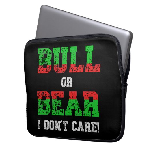 Bull or Bear I Don't Care Grunge Trader Laptopschutzhülle (Vorderseite Links)