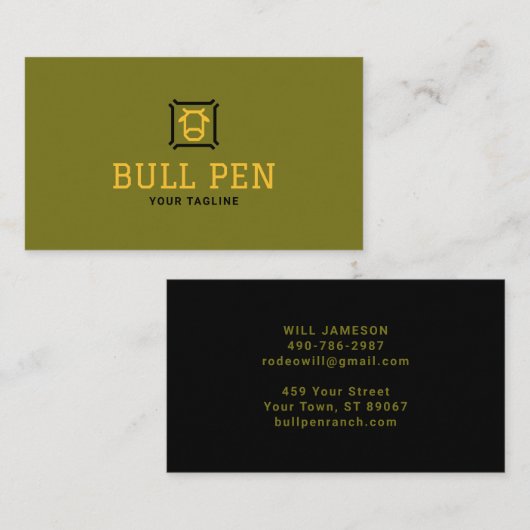 Bull Pen Logo | Finanz- oder Stärkemarkenzeichen Visitenkarte (Vorne/Hinten)