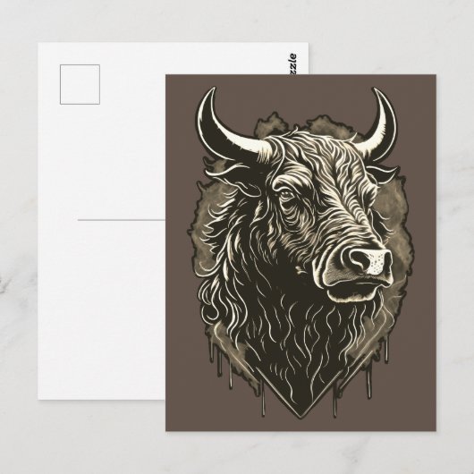 Bull Portrait Postkarte (Vorne/Hinten)