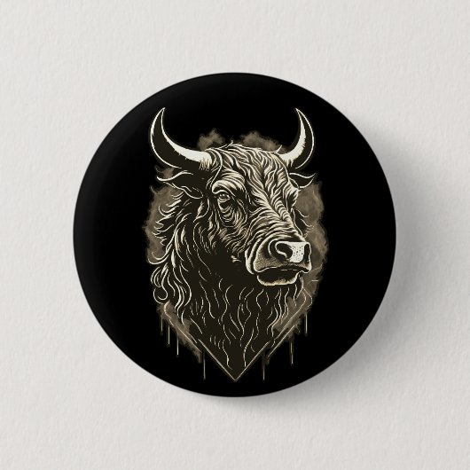 Bull Portrait Postkarte Button (Vorderseite)