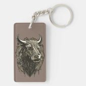 Bull Portrait Postkarte Schlüsselanhänger (Rückseite)