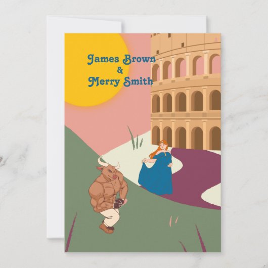 Bull Princess Ancient Roman Sun Wedding Einladung (Vorderseite)