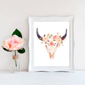 Bull Print, Boho Room Decor, Boho Wall Art Poster