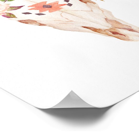 Bull Print, Boho Room Decor, Boho Wall Art Poster (Ecke)